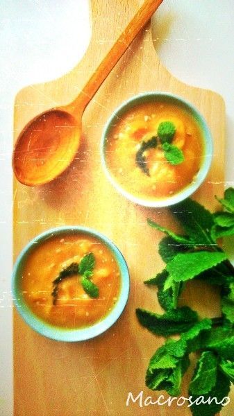 Crema de boniato y brócoli a la menta